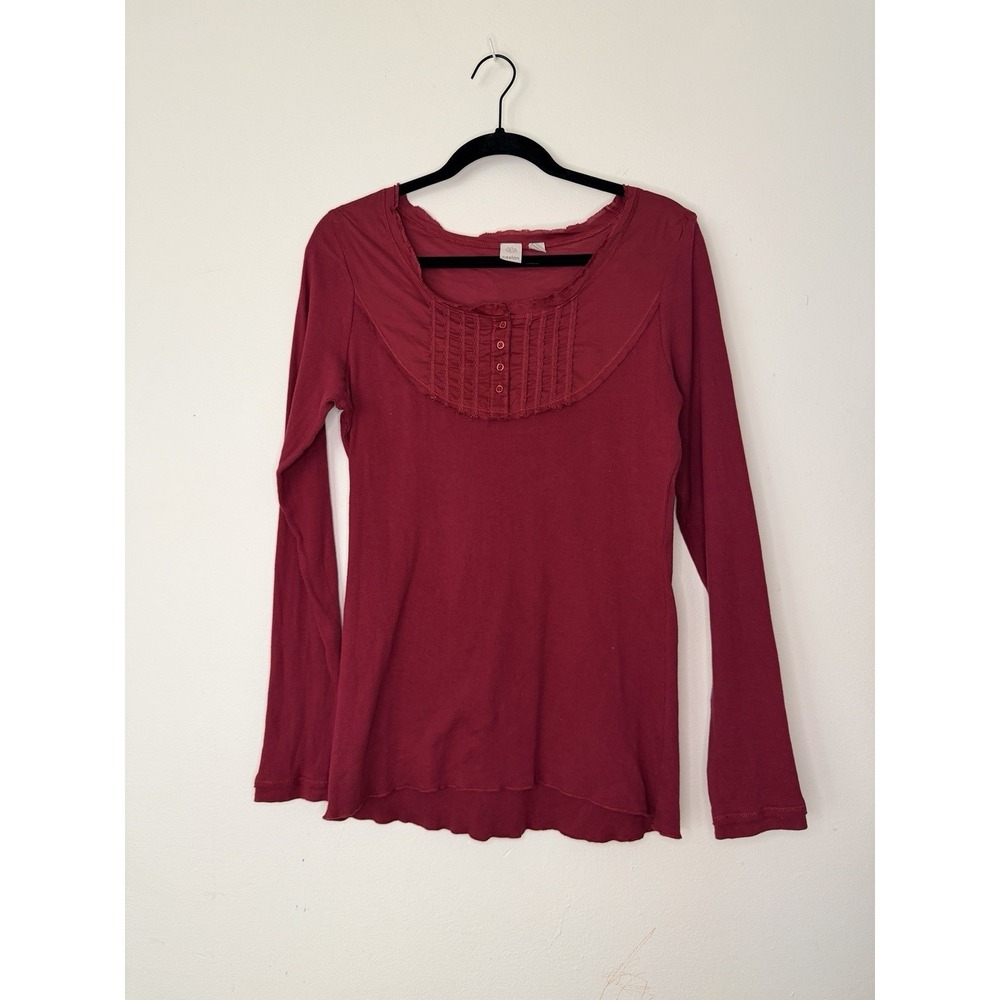 Vintage Caslon Boho Henley Top Women's Large Long Sleeve Y2K Romantic